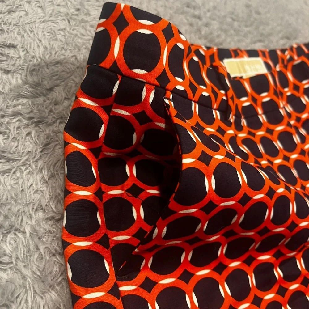 Michael Kors Chino‎ Shorts Geometric Navy Blue Orange Slash Pockets Women's 2